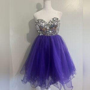 TONT BOWLS Purple and Silver Mini Dress
